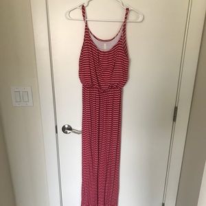 Long red striped dress